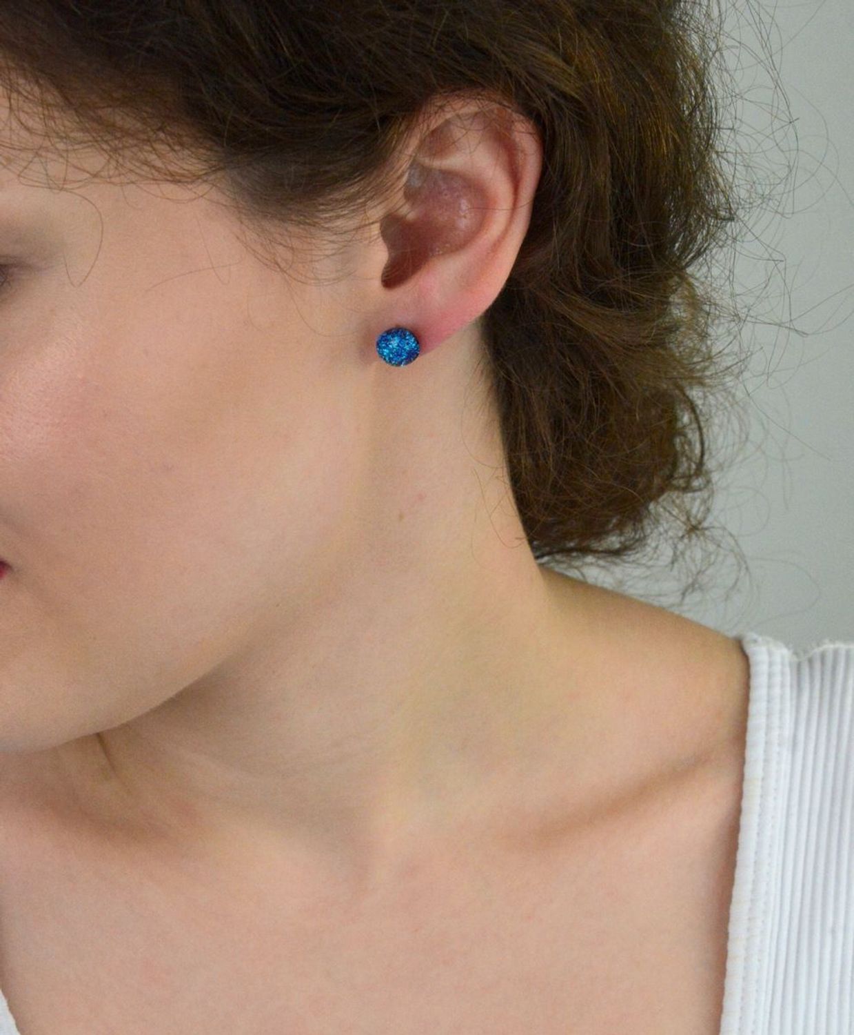 Srebrne kolczyki szkło weneckie opalizujące błękitem Murano 38.jpg